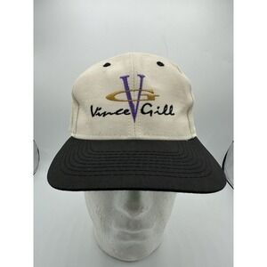 Vintage Vince Gill Hat Snapback Country Music Cream Black V Logo Cap 90s